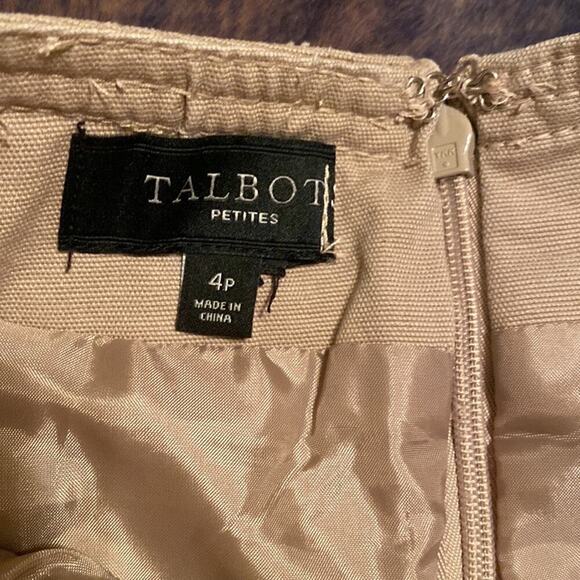 Talbots Women’s Twill A-line Beige Pockets Mini Skirt Fully Lined Size 4P EUC - Picture 3 of 4